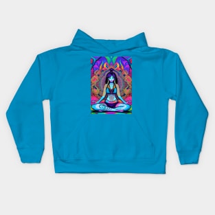 Yoga Girl Artwork in Trippy Psychedelic Colors Kids Hoodie